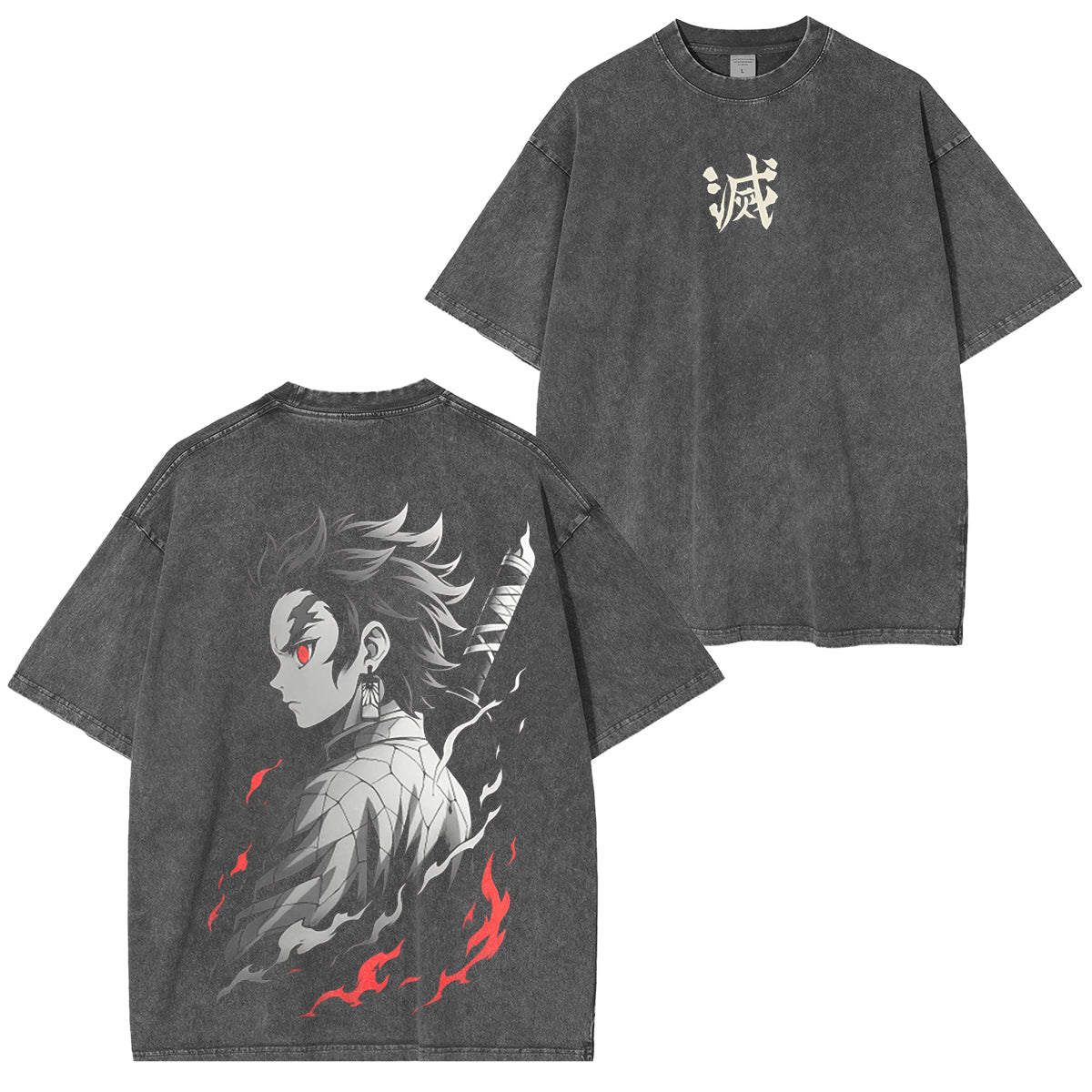 Oversized Tanjiro Demon Slayer Unisex Anime-Inspired Retro T-Shirt