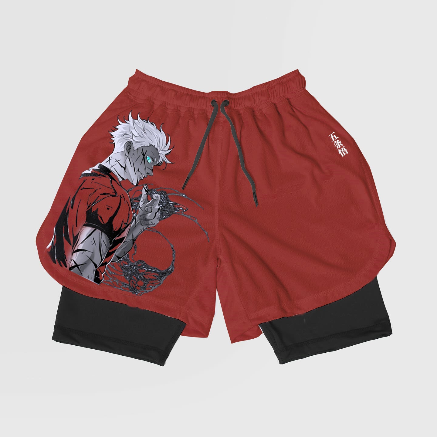 Anime Gojo-Breathable Mesh Fabric Inspired Gym Shorts with Liner