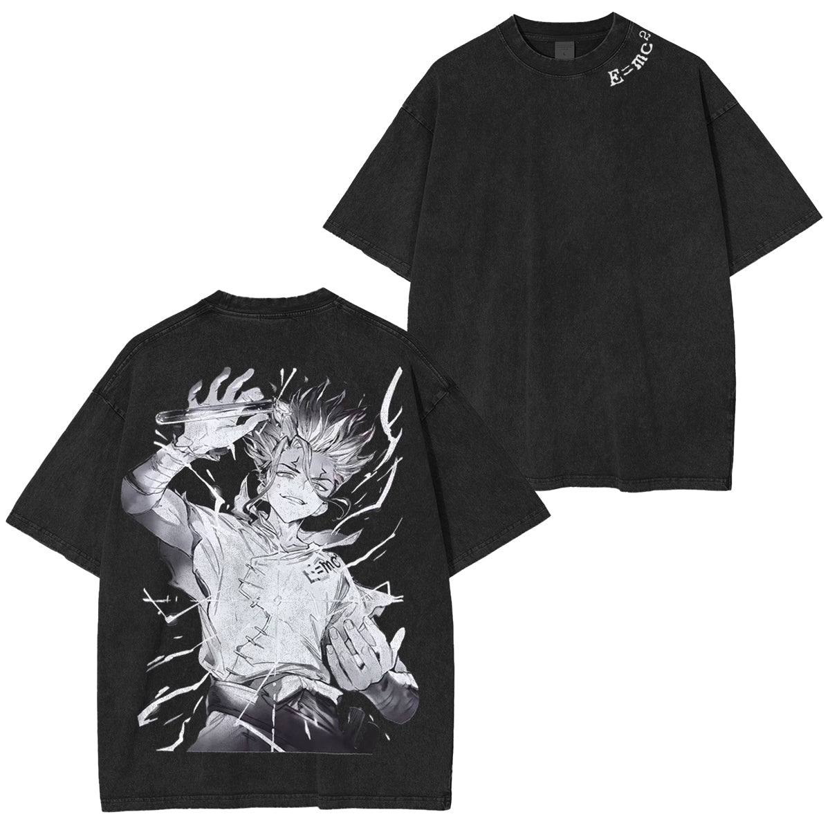 Camiseta de anime vintage lavada Senku Ishigami