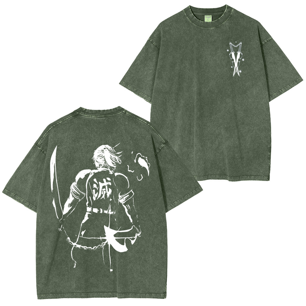 T-shirt Rétro Unisexe Demon Slayer Inspiré de l'Anime