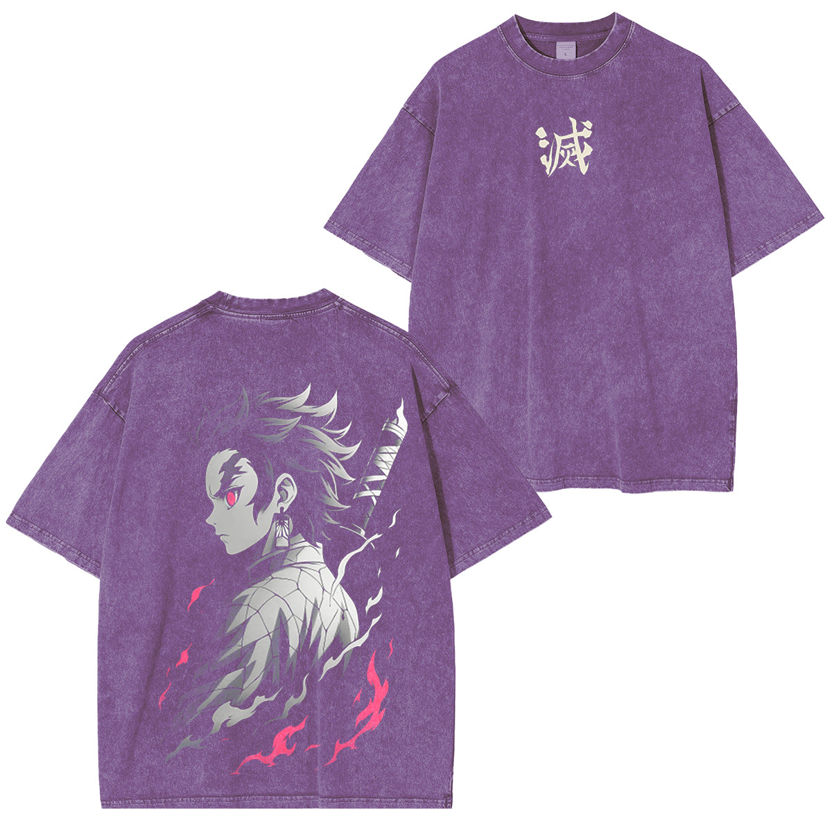 Oversized Tanjiro Demon Slayer Unisex Anime-Inspired Retro T-Shirt