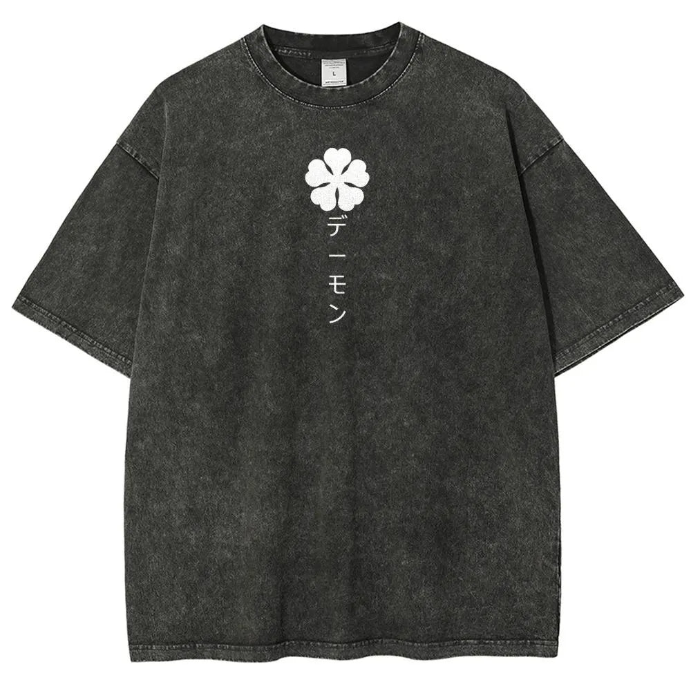 T-shirt unisexe délavé vintage Black Clover