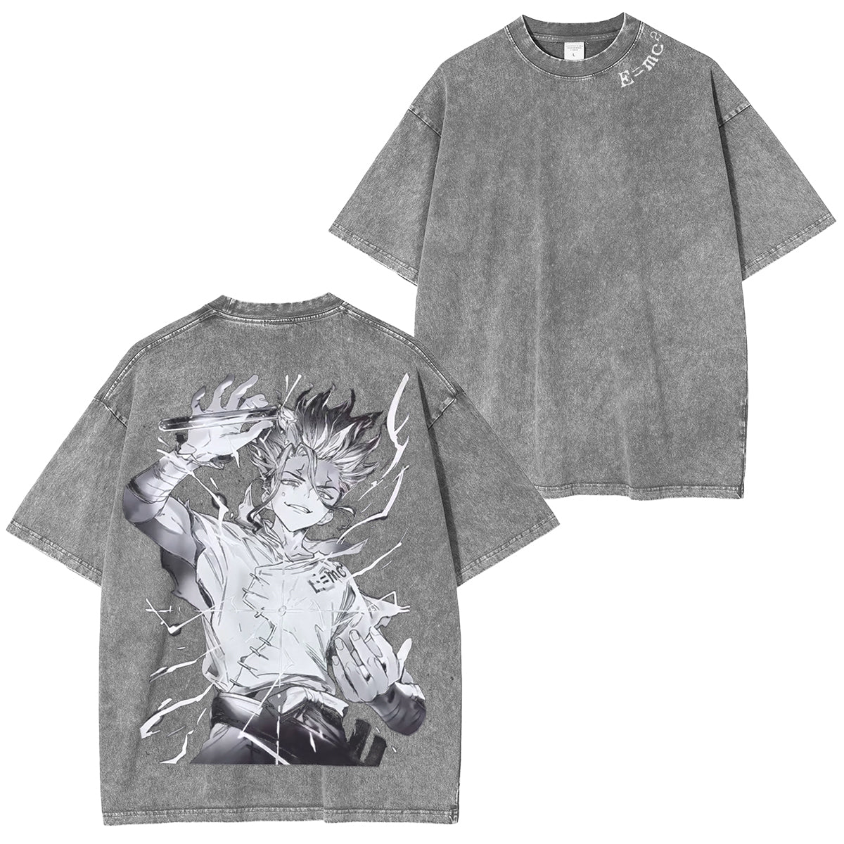 Camiseta de anime vintage lavada Senku Ishigami