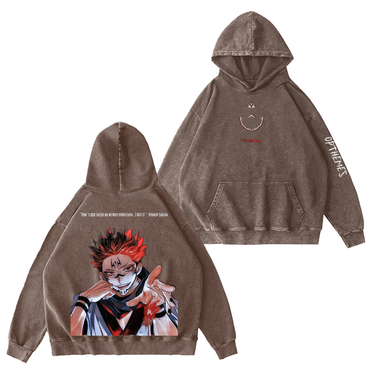 Jujutsu Kaisen : T-shirt/Sweat ras du cou/Sweat à capuche délavé vintage Ryomen Sukuna