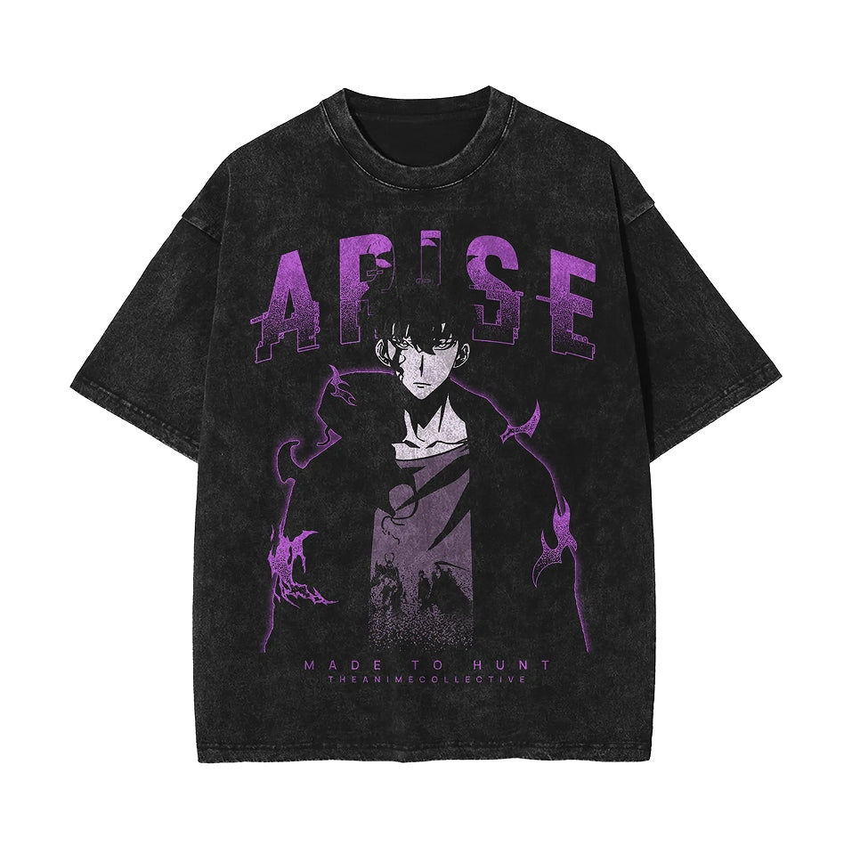 Solo Leveling Arise Printed Men's Washed T-Shirt