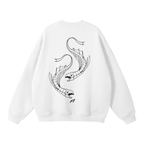 Sudadera blanca de estilo urbano con estampado de pescado "Dark Charisma"