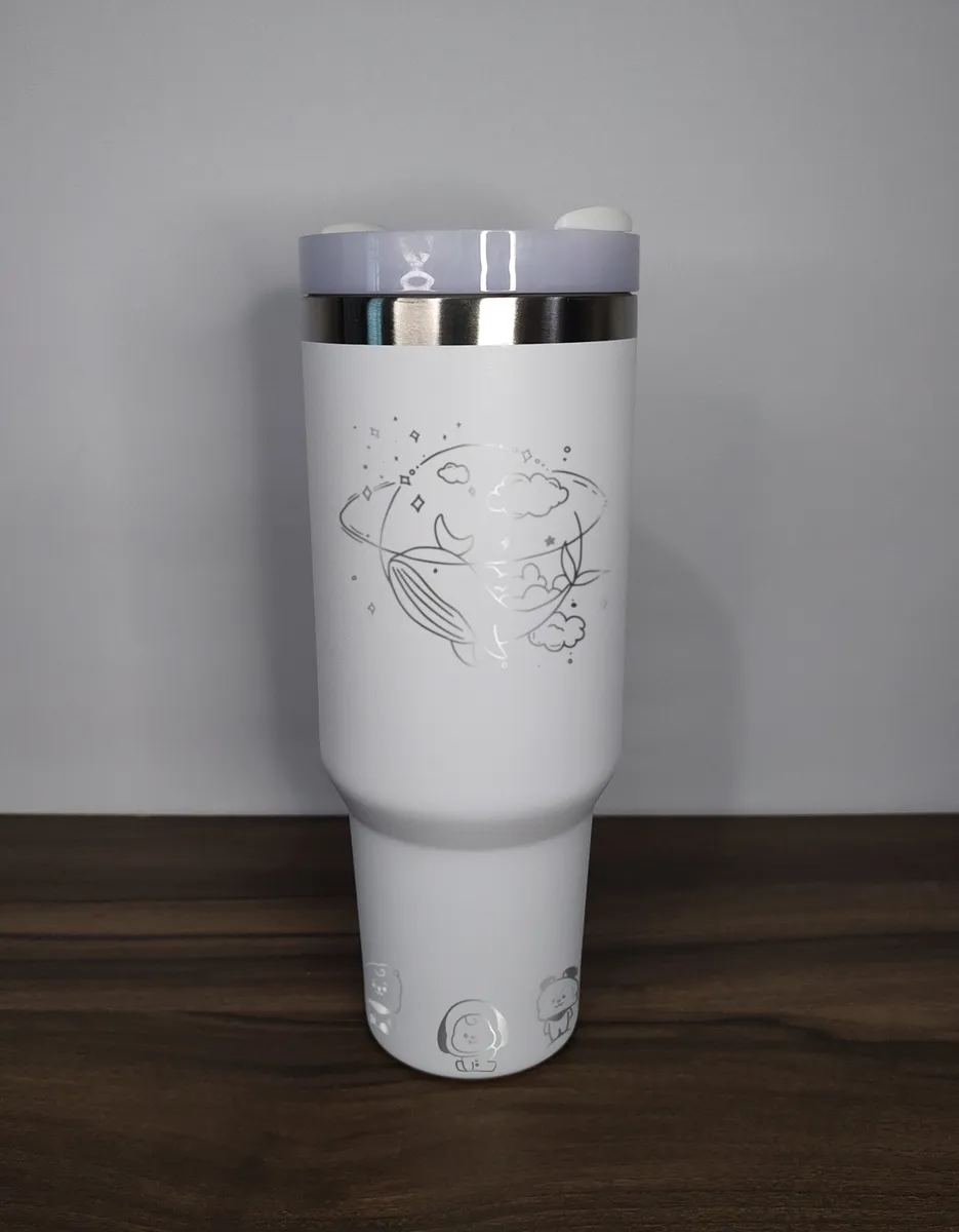Termo Bts 40oz Acero Inoxidable Con Grabado Láser Army Blanco 2