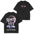 Anime Demon Slayer Kokushibo Printed Washed T-shirt