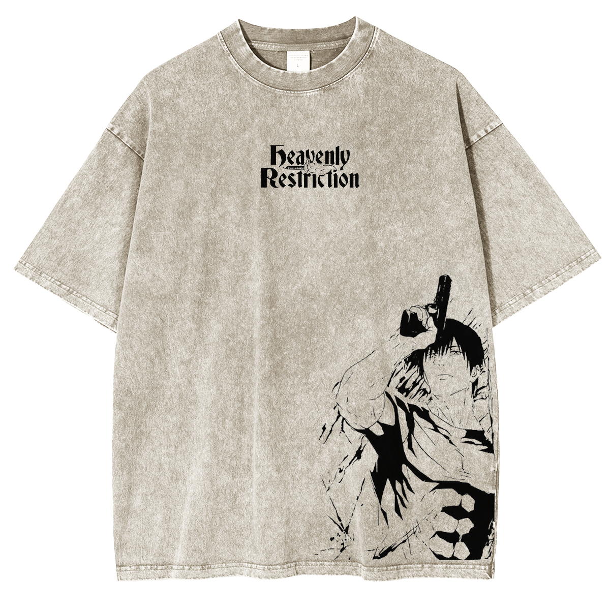 JJK Asesino de Hechiceros Toji Fushiguro Restricción Celestial Camiseta/Sudadera Vintage con Lavado Ácido de Anime
