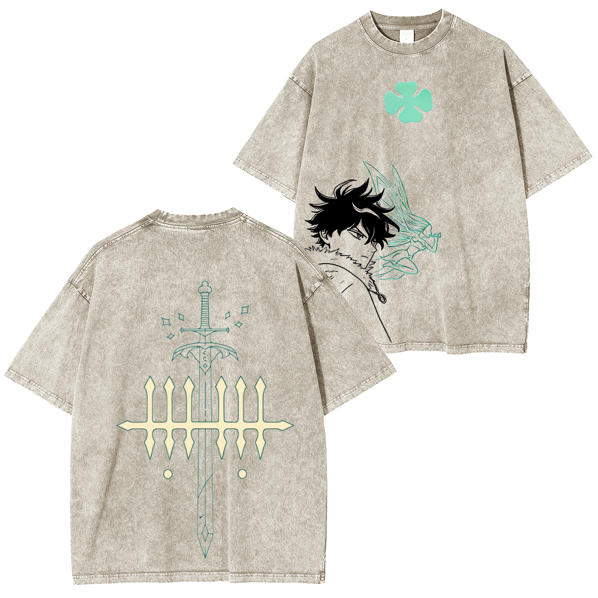 T-shirt unisexe/col ras du cou délavé Yuno Grinberryall Black Clover
