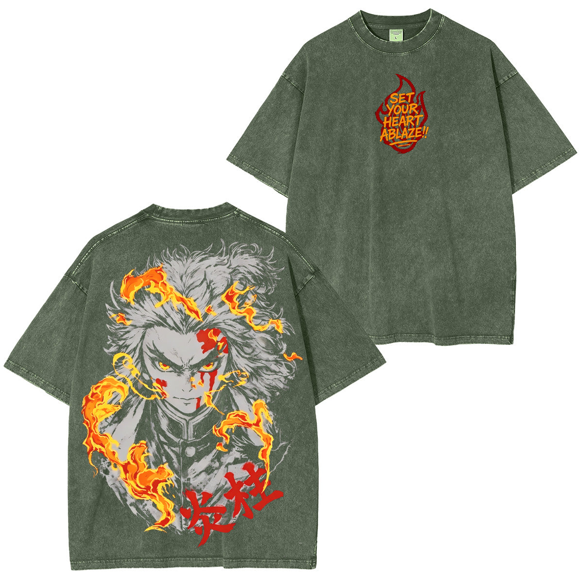 T-shirt/Sweat-shirt/Sweat à capuche délavé(e) Kyojuro Rengoku Demon Slayer