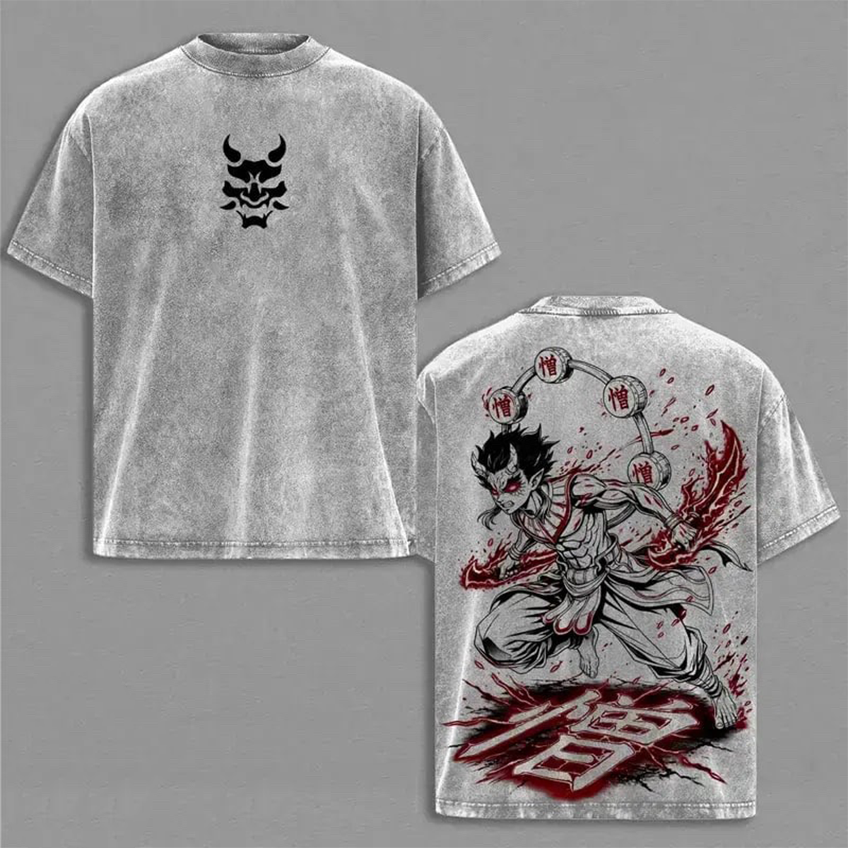 T-shirt/Sweat-shirt/Sweat à capuche délavé vintage Demon Slayer