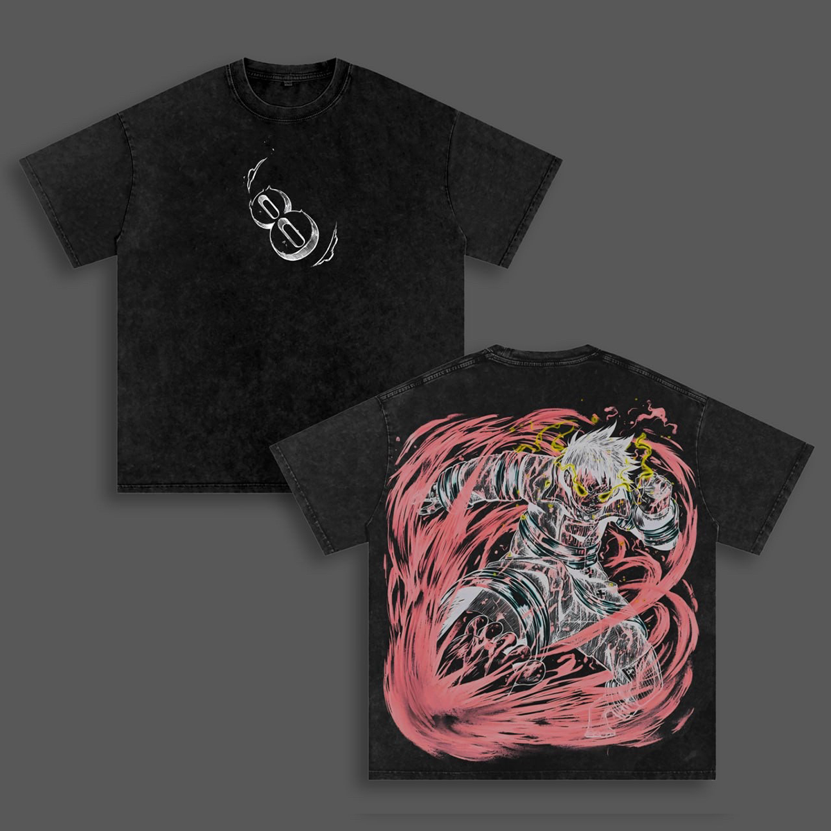 T-shirt/Col ras du cou/Sweat à capuche Fire Force Shinra effet délavé