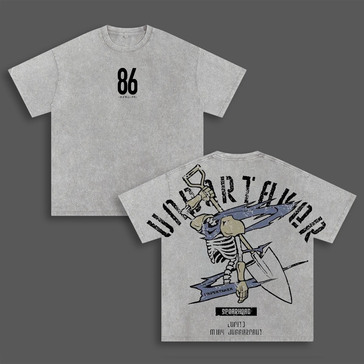T-shirt/Sweat/Hoddie délavé avec logo "Undertaker Shinei Reaper 86 Eighty"