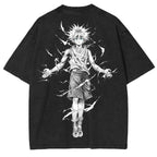 Camiseta Oversize Estampada Lavada de Anime Hunter x Hunter