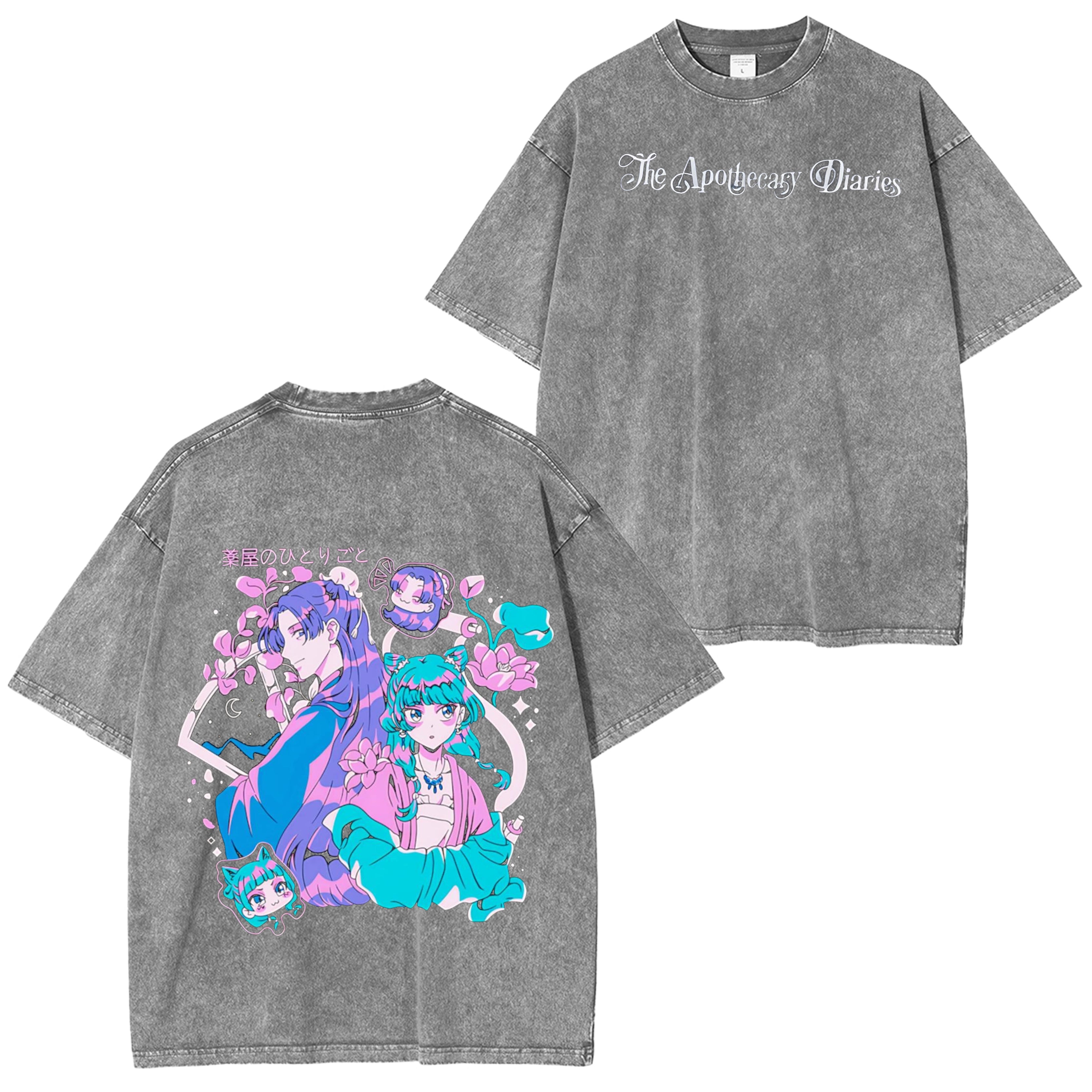 Kusuriya no Hitorigoto Camiseta Oversize Lavada Estilo Vintage