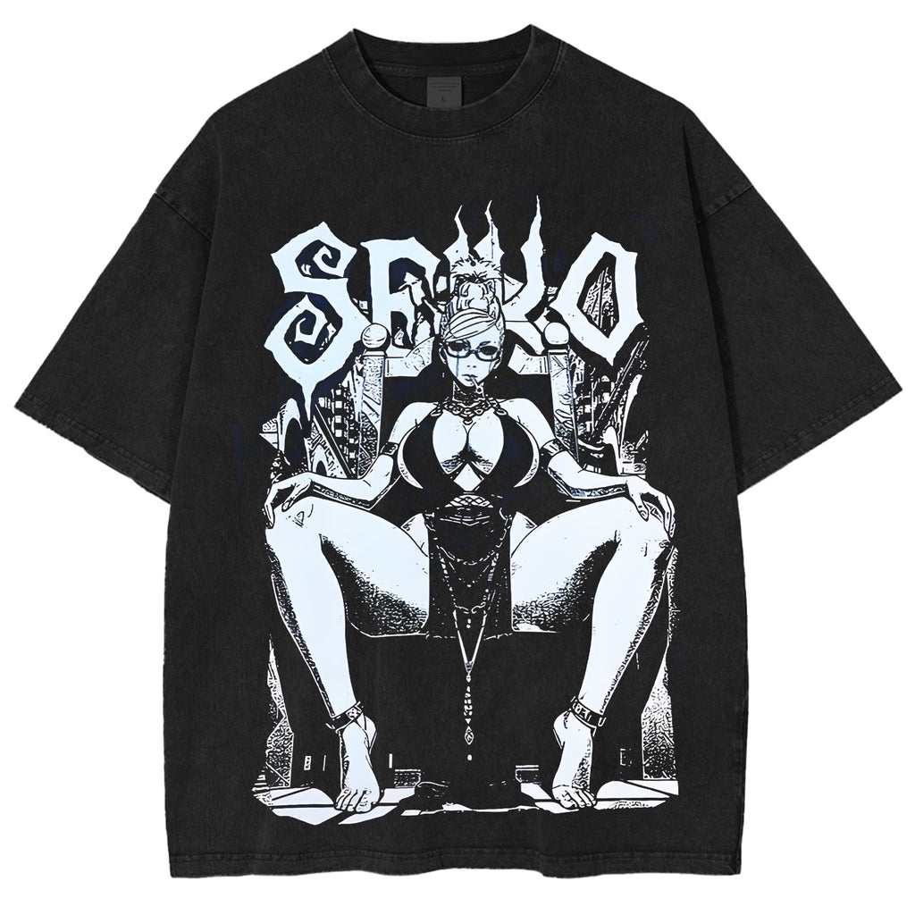 DanDaDan Double Printed Oversize Vintage Washed T-Shirt