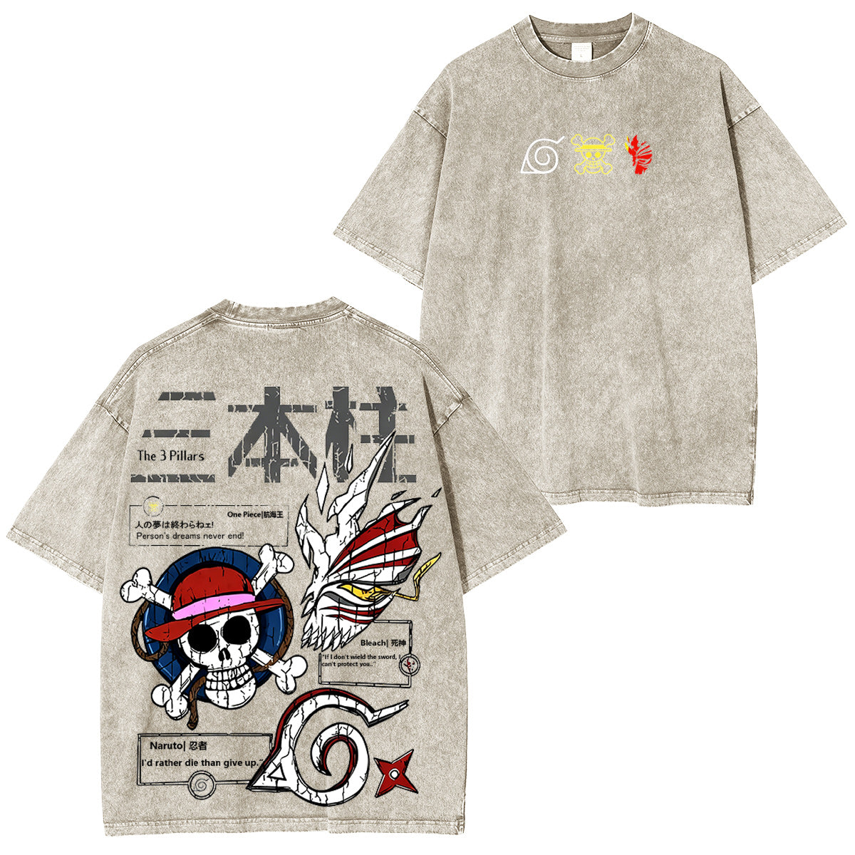 Naruto& One Piece& Bleach Vintage washed T-shirt/Crewneck/Hoodie