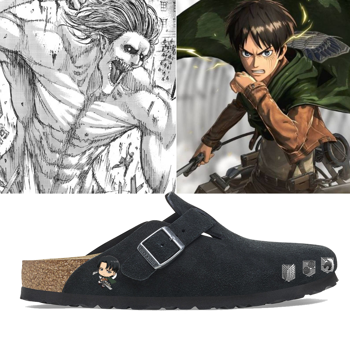Attack on Titan Anime Unisex Boston Plantilla Blanda Cuero de Gamuza
