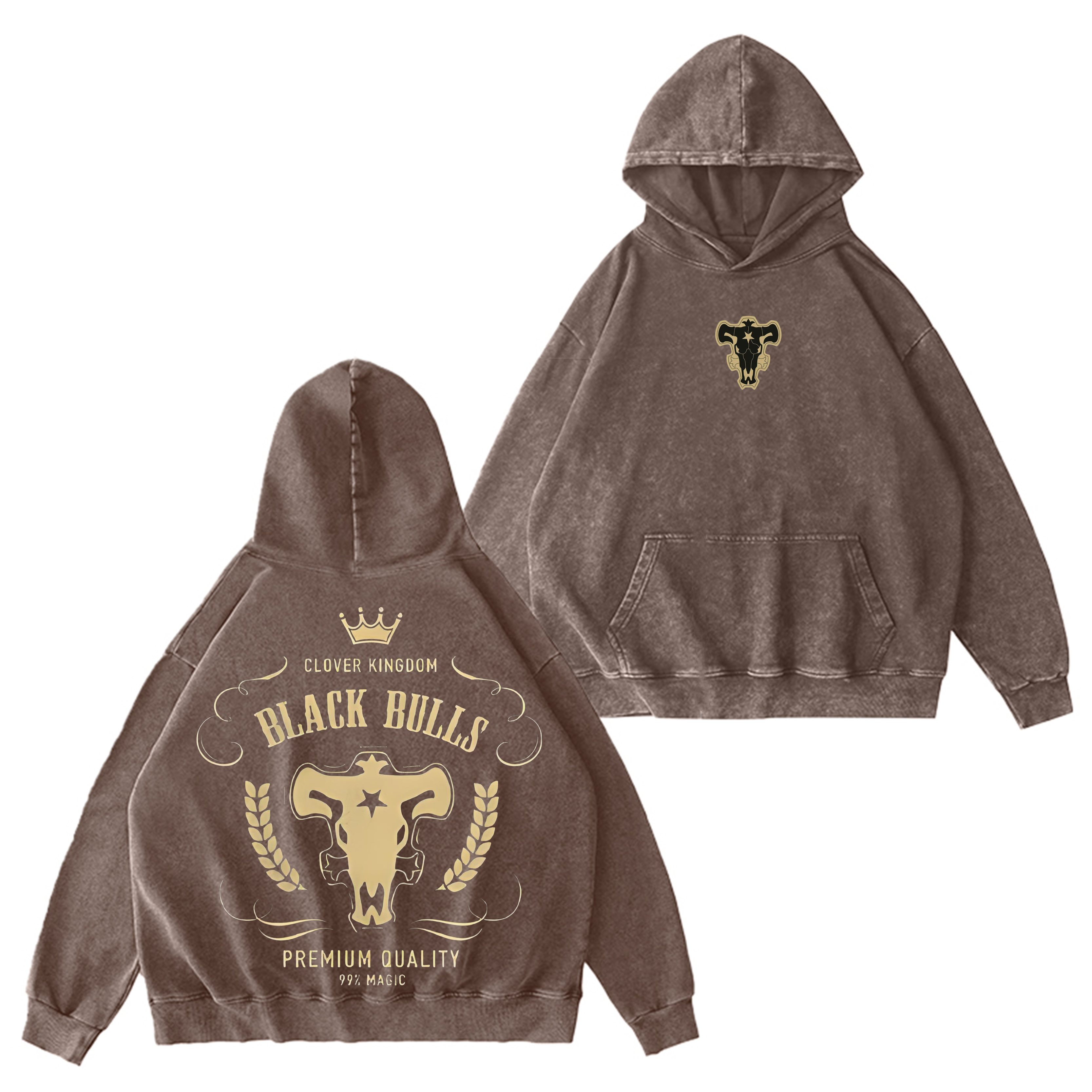 Sudadera con Capucha Lavada Vintage Black Bulls Black Clover