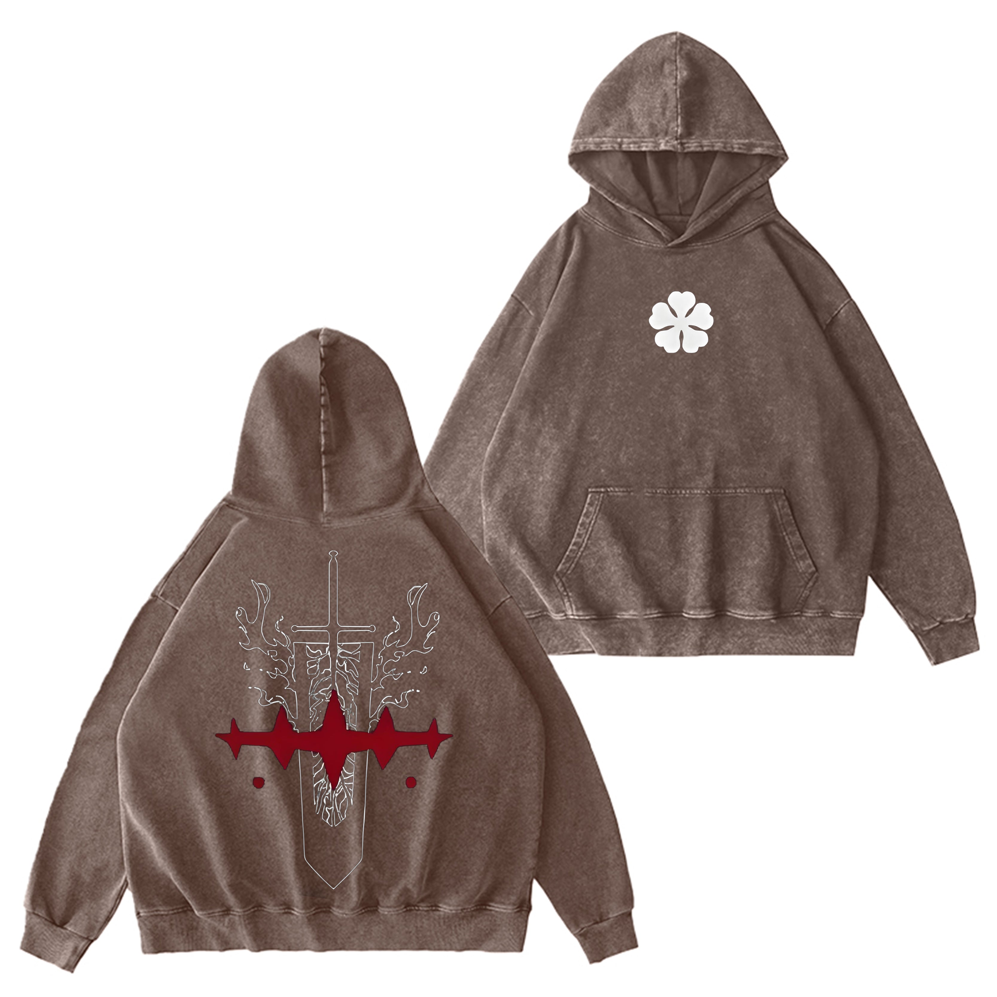Sweat à capuche délavé Devils Black Clover Vintage