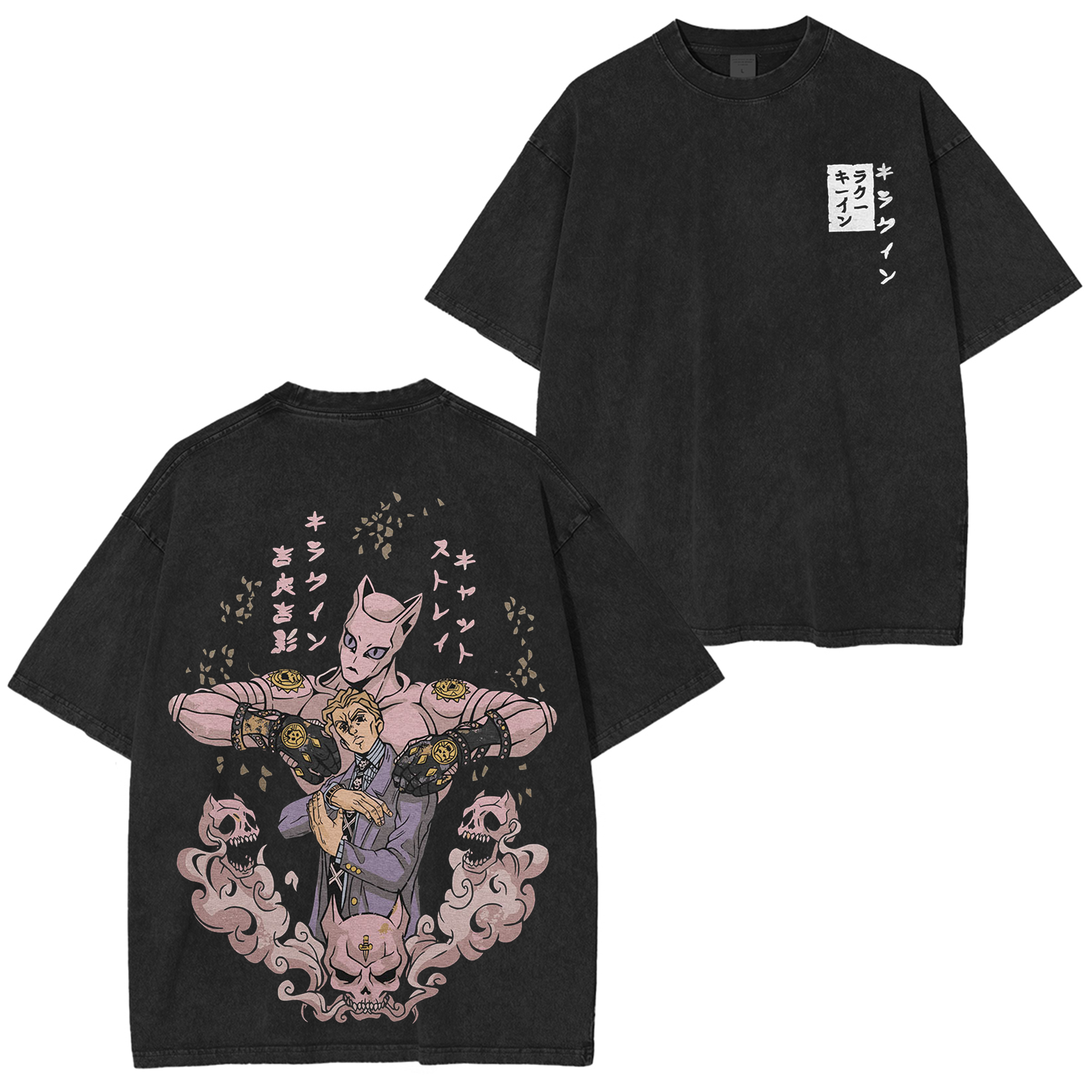 T-shirt délavé unisexe vintage JoJo's Bizarre Adventure Kira Stand Graphic