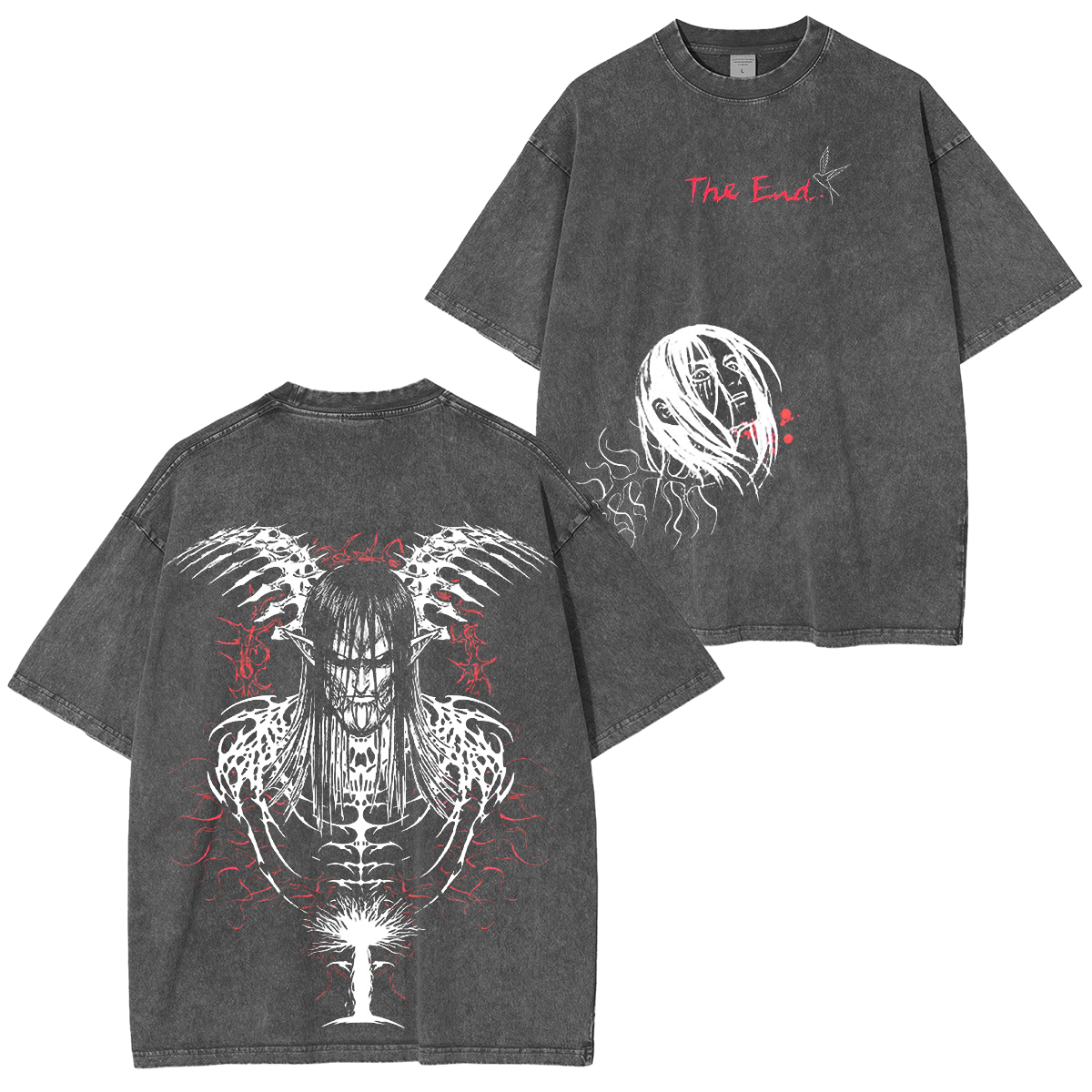 Camiseta extragrande con lavado vintage de Eren Yeager de Attack on Titan