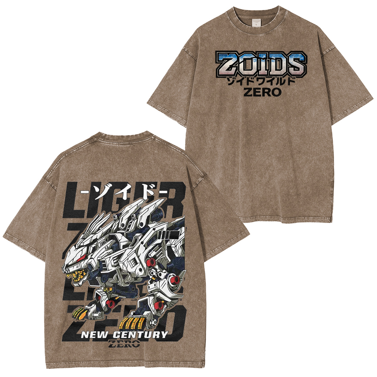 Camiseta unisex lavada estilo vintage Liger Zero Zoids New Century Zero Streetwear
