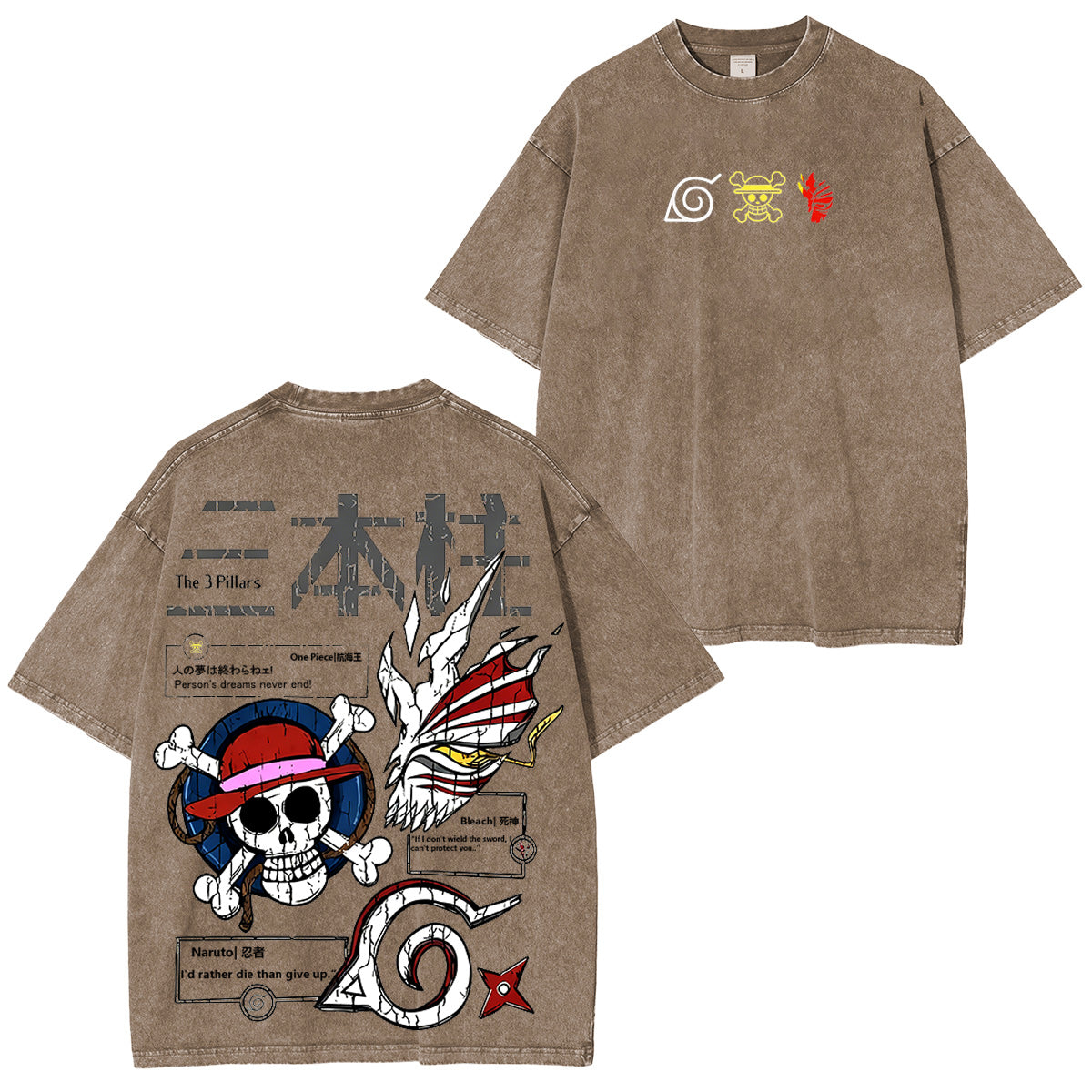 Naruto& One Piece& Bleach Vintage washed T-shirt/Crewneck/Hoodie