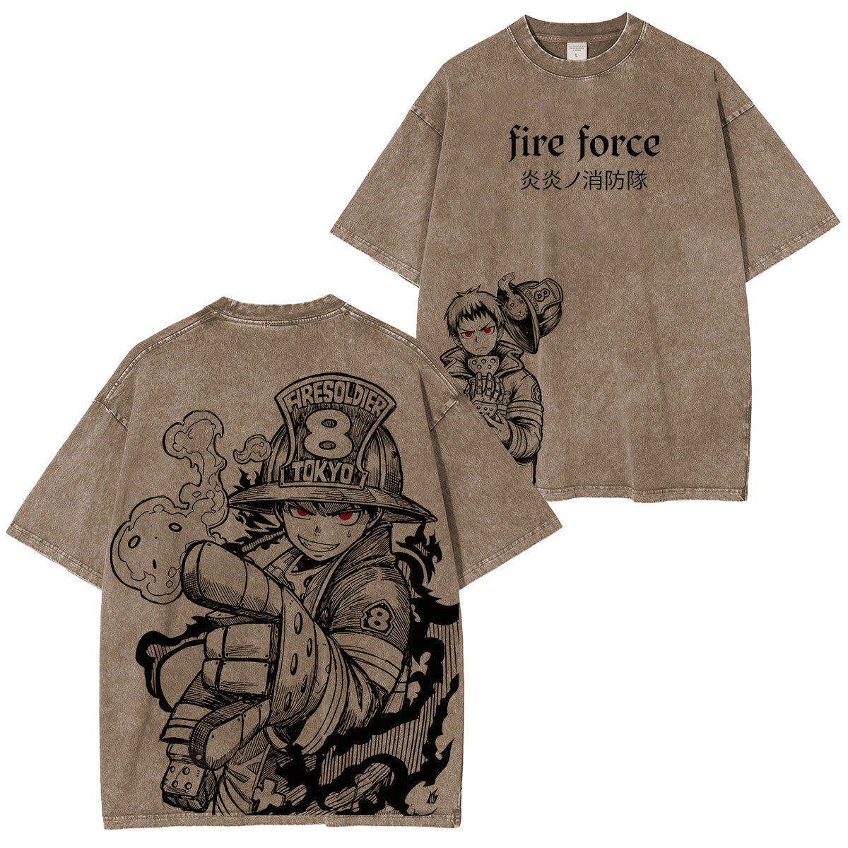 Fire Force: Camiseta/Sudadera/Sudadera con capucha vintage desgastada de Shinra Kusakabe