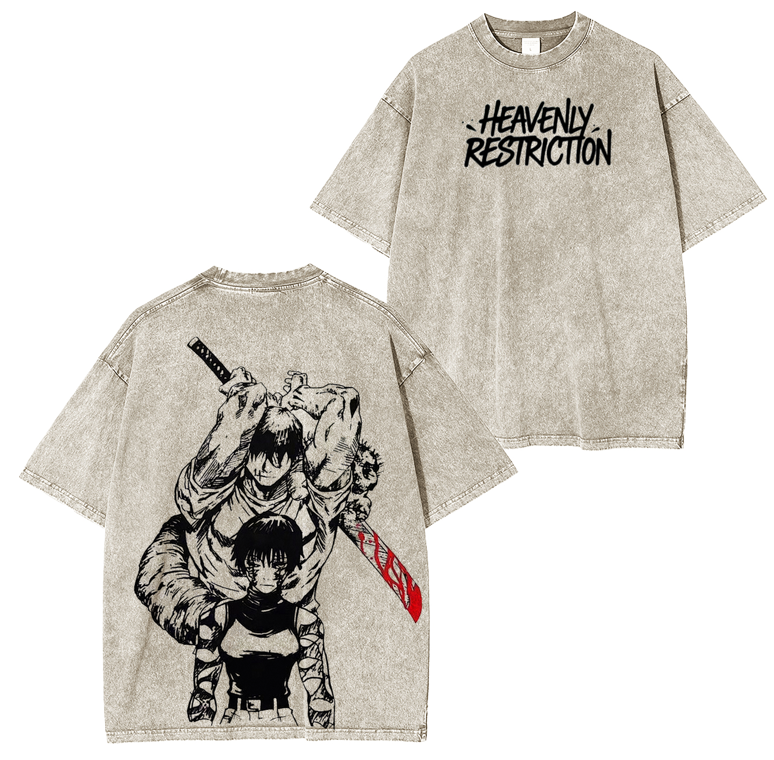 Maki Zenin X Toji Fushiguro ,Jujutsu Kaisen Anime Washed T-shirt/Crewneck/Hoodie