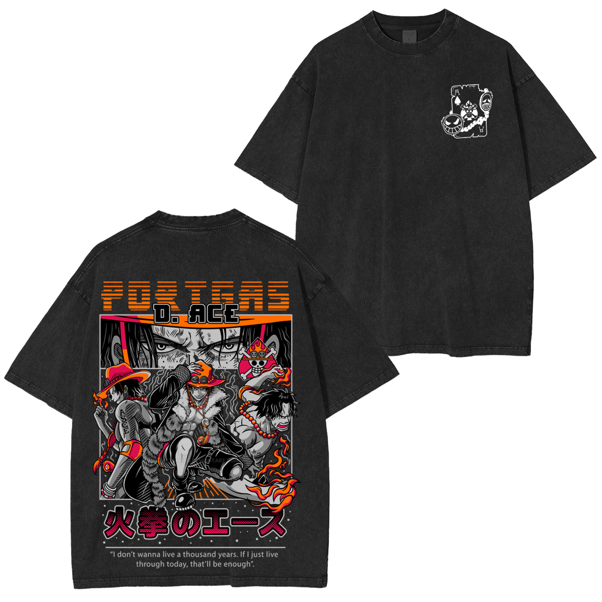One Piece Vintage Wash Japanese Design T-Shirt
