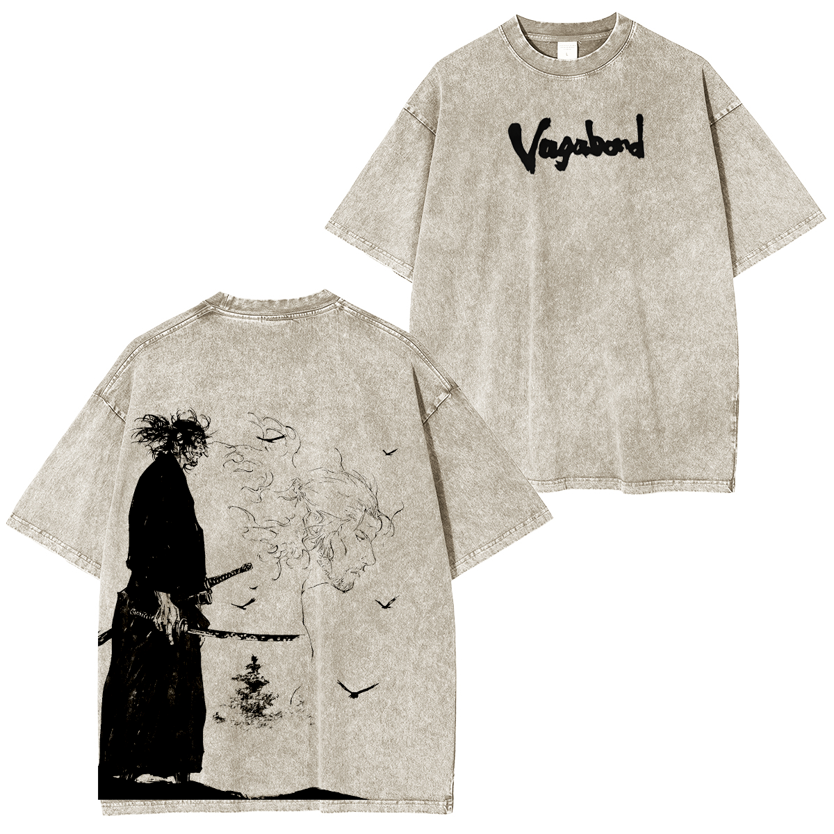 Miyamoto Musashi Vagabond Vintage Camiseta de Algodón