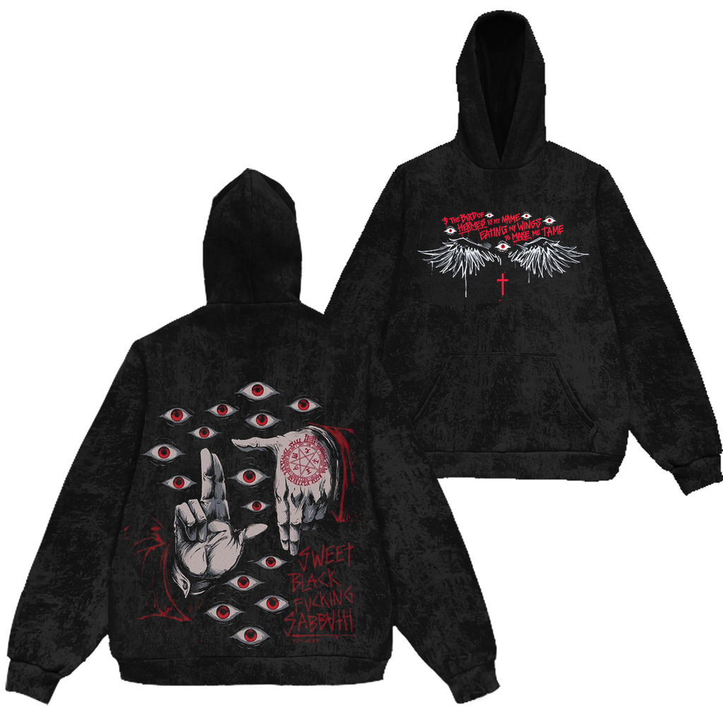 Sweat à capuche délavé rétro vintage Alucard The Wings Hellsing