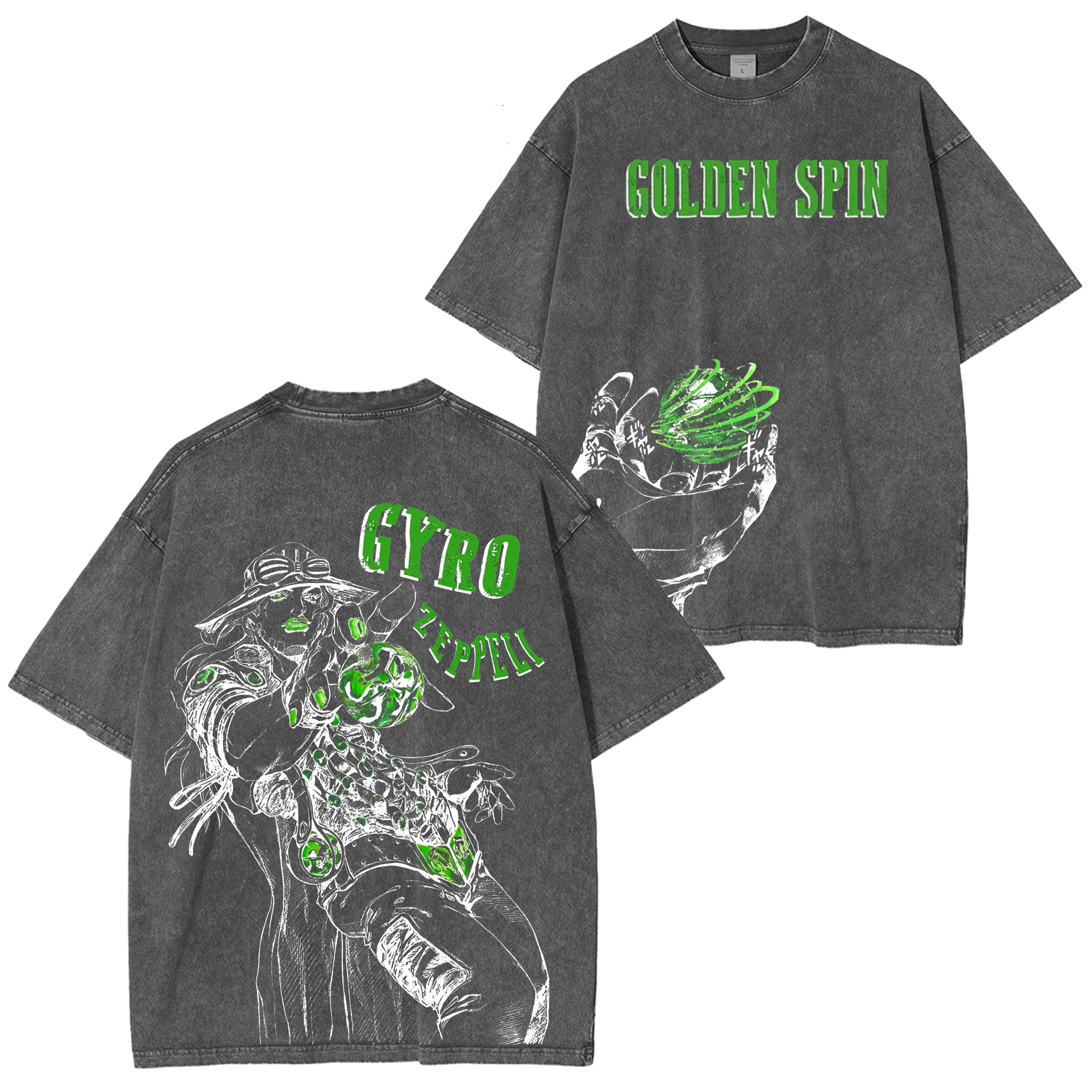 T-shirt, col ras du cou ou sweat à capuche lavé JoJo Gyro Zeppeli