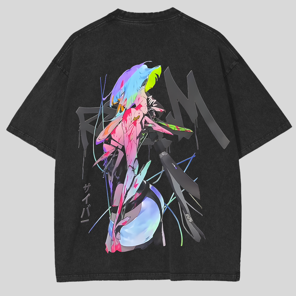 T-shirt unisexe léger délavé à l'acide Lucy x Cyberpunk Edgerunners