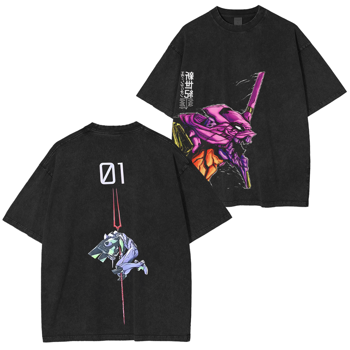 T-shirt/Sweat/Sweat à capuche délavé(e) Neon Genesis Evangelion style vintage
