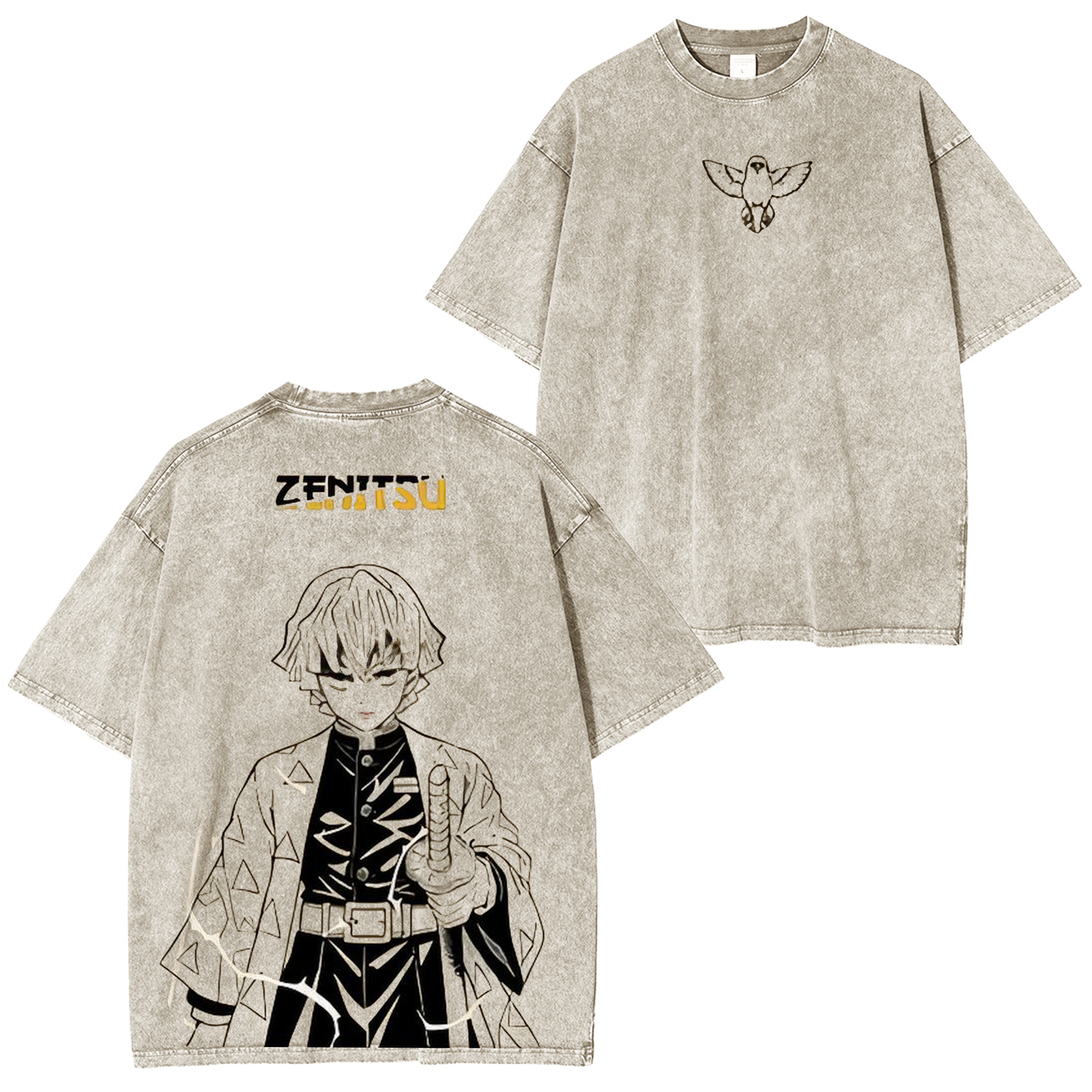 Demon Slayer Zenitsu Anime Unisex Washed T-Shirt