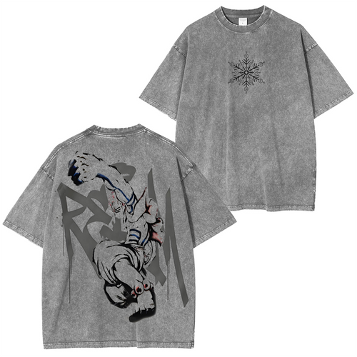 T-shirt Unisexe Oversize Délavé Demon Slayer Vintage