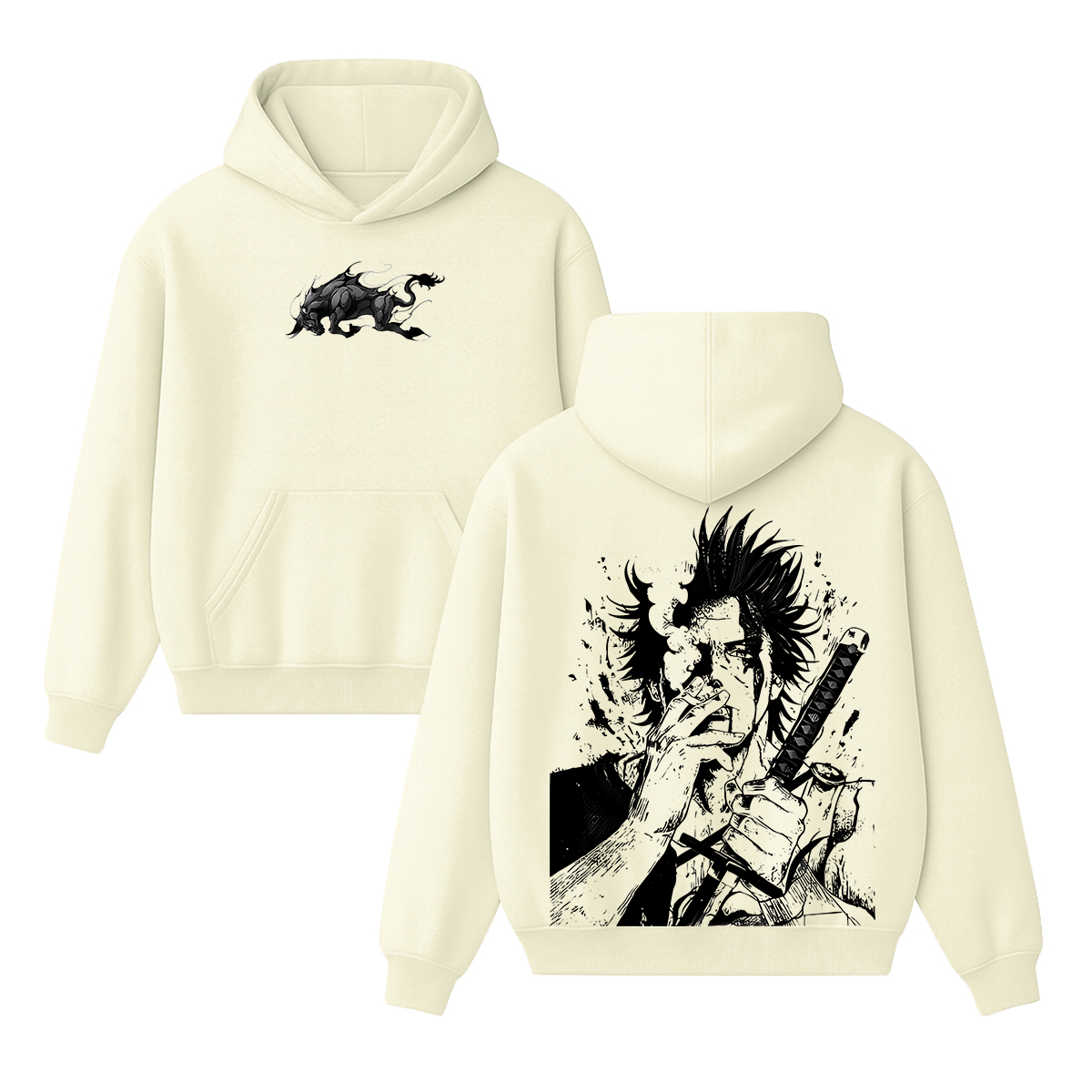 Sudadera Unisex Vintage de Doble Estampado Yami Sukehiro x Black Bulls Anime Black Clover