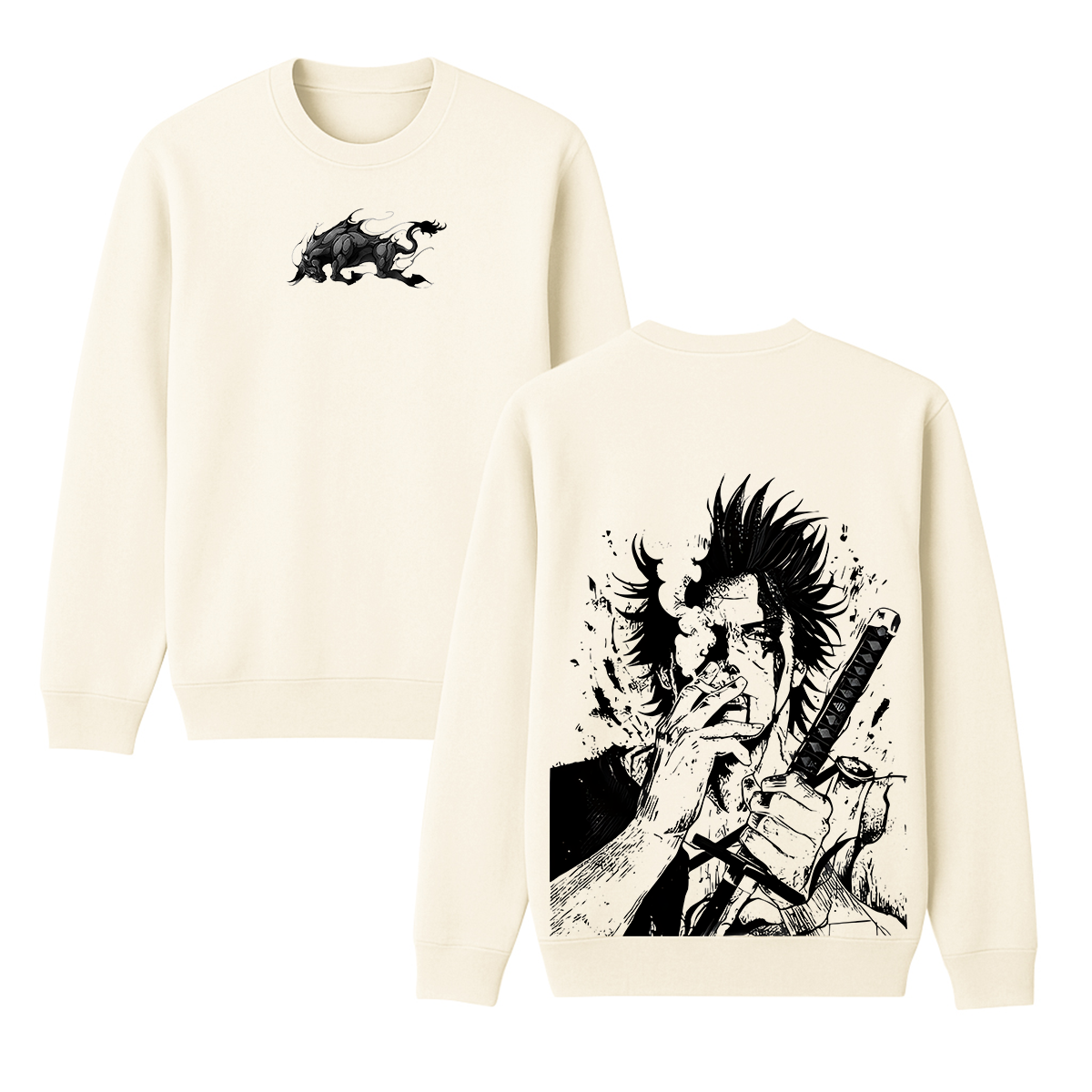 Sudadera Unisex Vintage Estampada por Doble Cara Yami Sukehiro x Black Bulls Anime Black Clover
