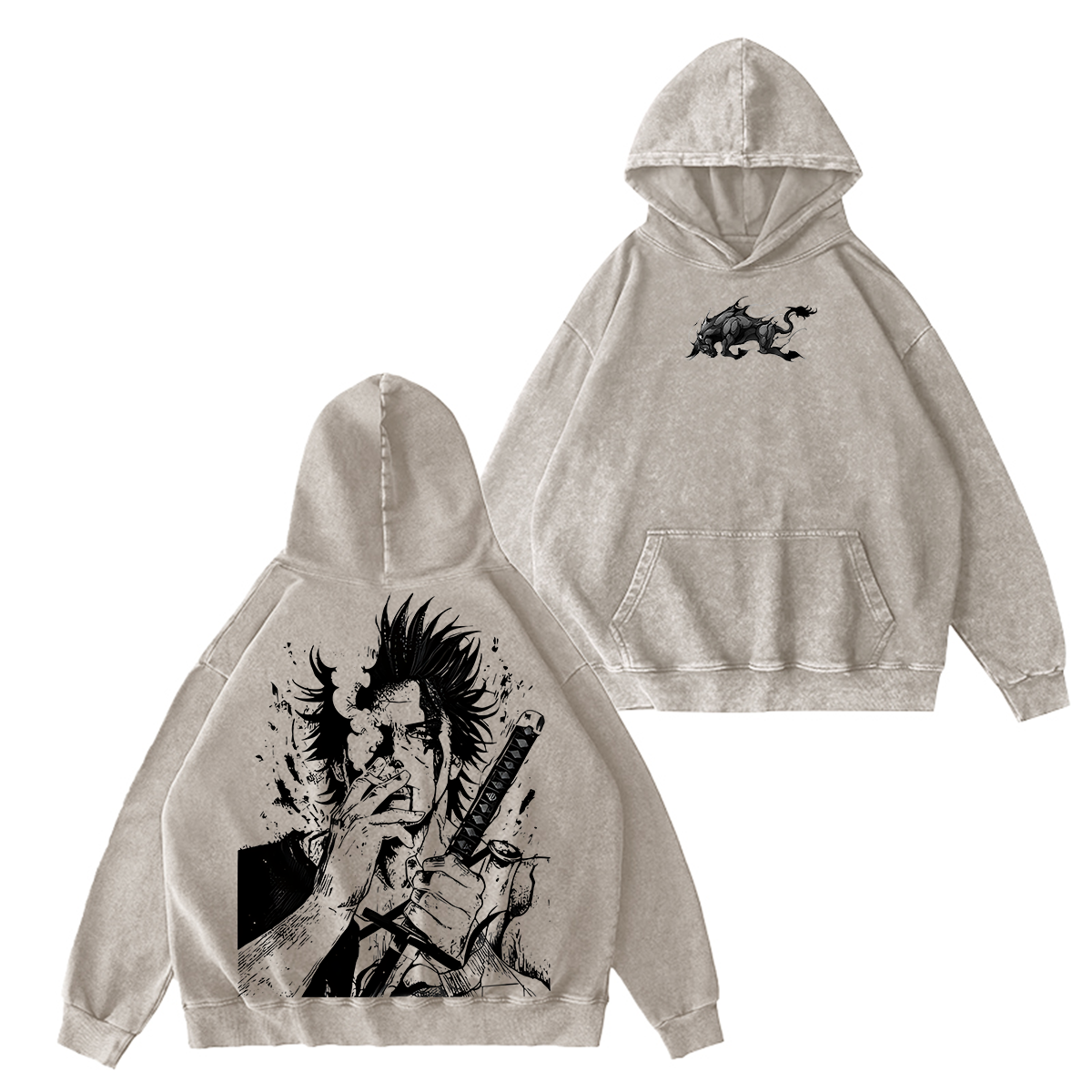Sudadera con capucha unisex vintage de Yami Sukehiro x Black Bulls Black Clover Anime con doble estampado