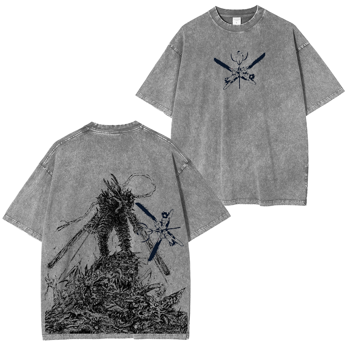Camiseta desgastada Chainsaw Man Chainsaw puro y primitivo Denji Pochita diablo villanos