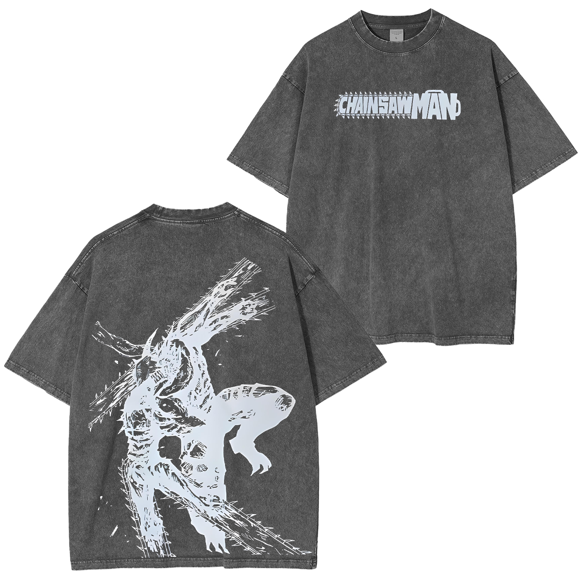 Camiseta unisex Chainsaw Man lavada estilo vintage