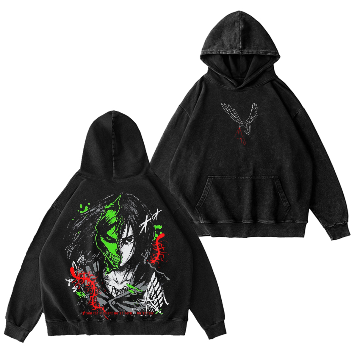 Camiseta/Sudadera/Sudadera con Capucha Vintage Oversize de Attack on Titan