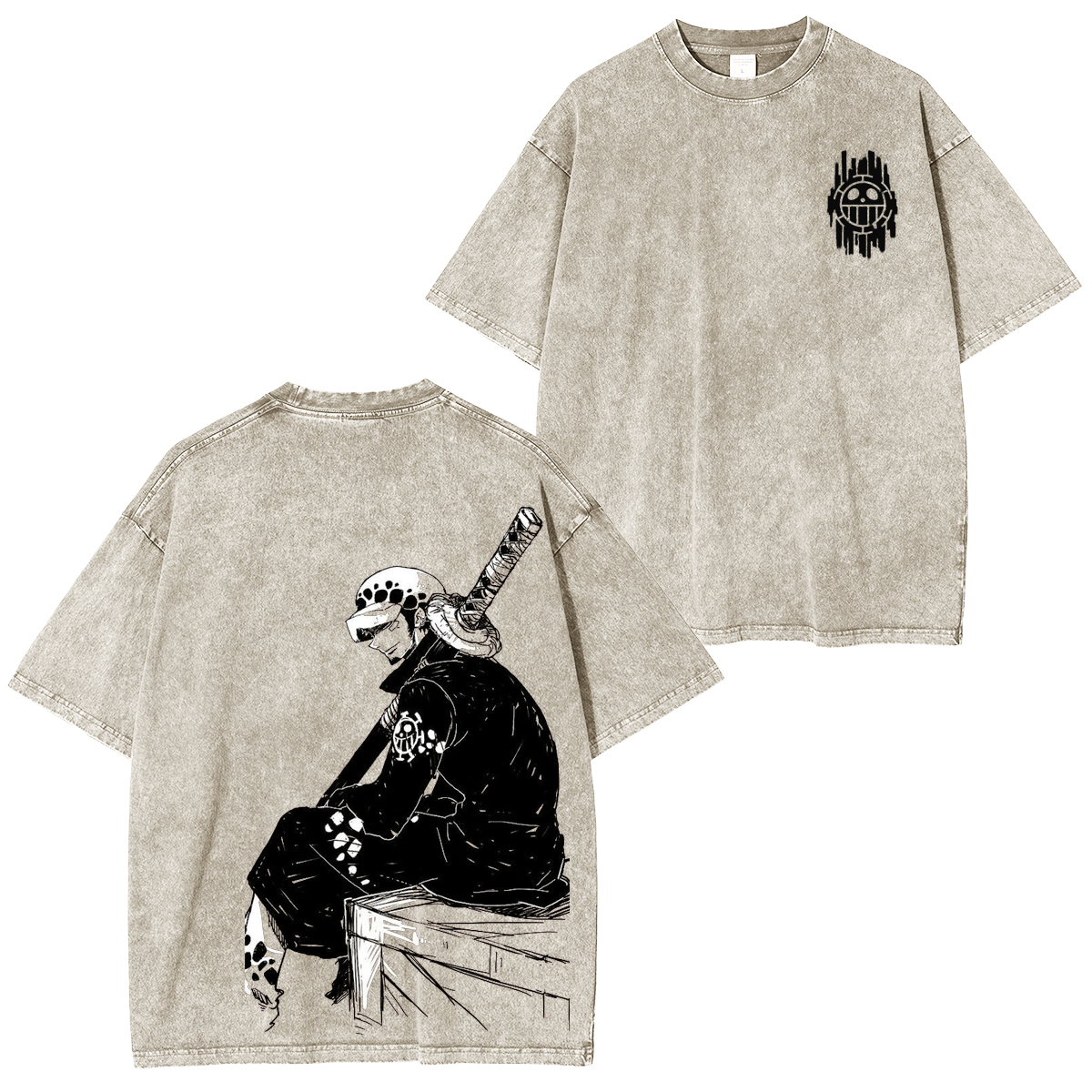 Camiseta unisex lavada estilo vintage Trafalgar Law