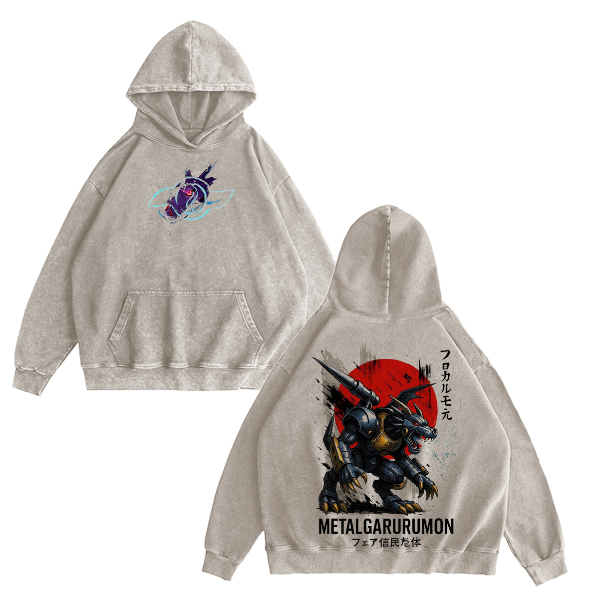 Camiseta/Sudadera/Sudadera con Capucha Vintage Digimon MetalGarurumon