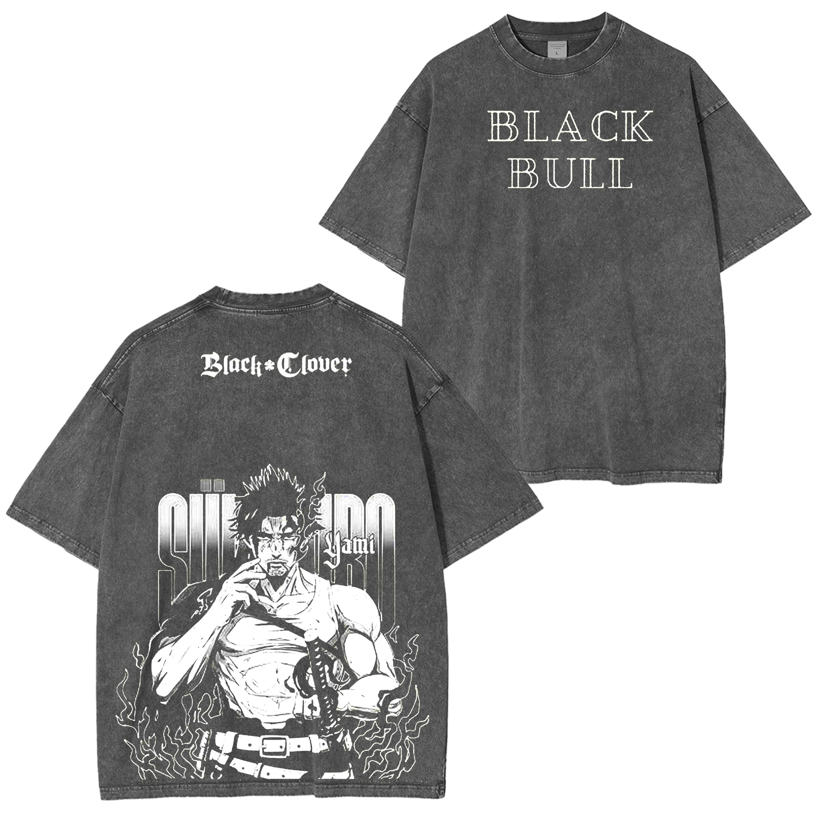 Yami Sukehiro Black Clover T-shirt/Sweat-shirt à col rond/Sweat à capuche délavé Anime