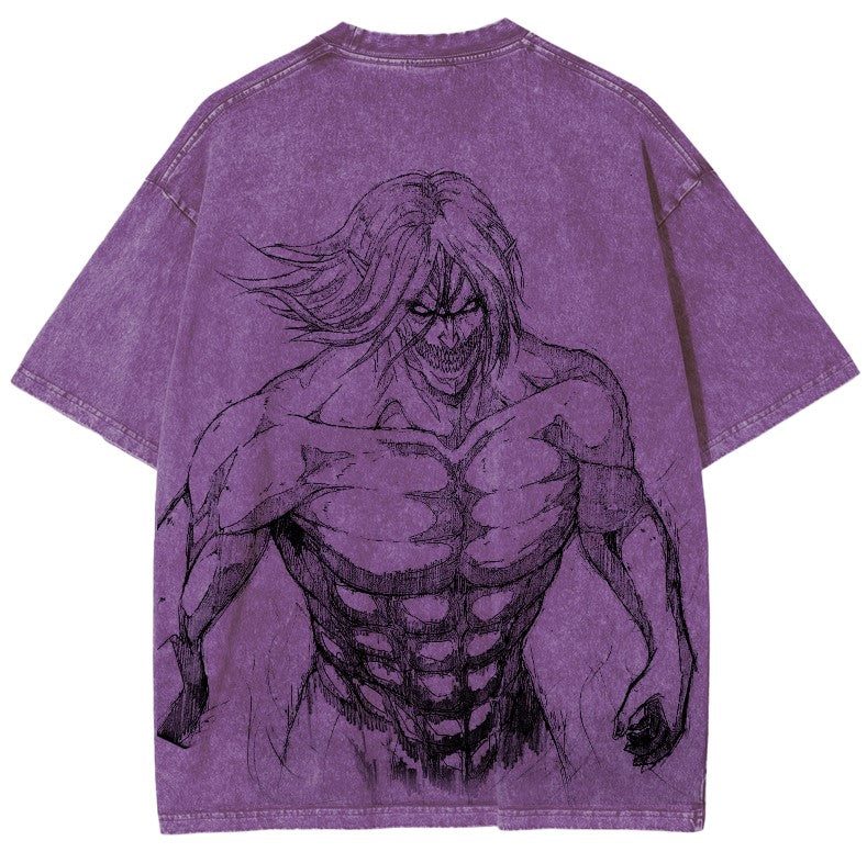 T-shirt unisexe délavé L'Attaque des Titans