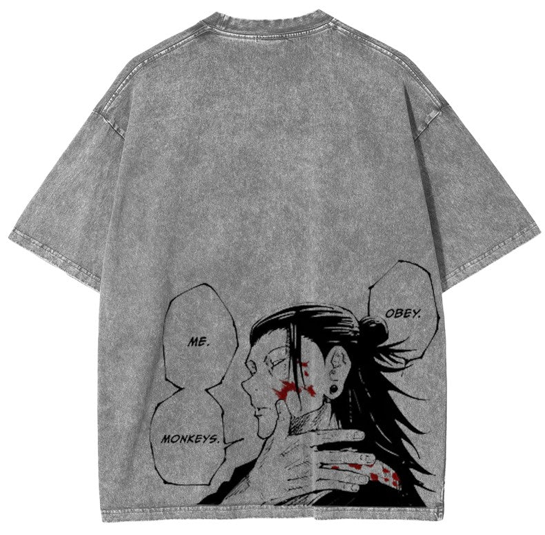 Camiseta Unisex Vintage Lavada de Anime Jujutsu Kaisen